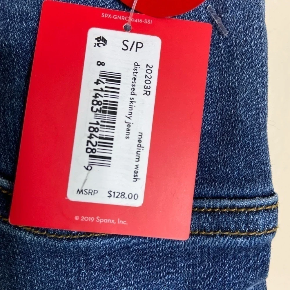 SPANX Distressed Ankle Skinny Jeans Medium Wash size Small NWT classic